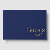 Elegant Modern Navy and Gold Wedding Guest Book