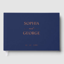 Elegant Modern Navy and Rose Gold Wedding Guest Book