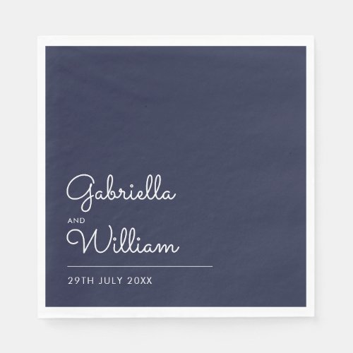 Elegant Modern Navy and White Script Napkins