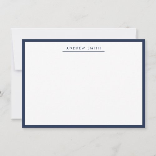 Elegant Modern Navy Blue Line Classic Minimalist Note Card