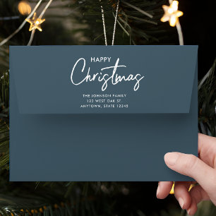 Elegant Modern Navy Blue Merry Christmas  Envelope