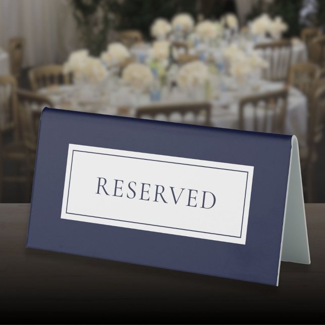 Elegant Modern Navy Blue Reserved Table Tent (Elegant Modern Navy Blue Reserved Table Tent Sign)