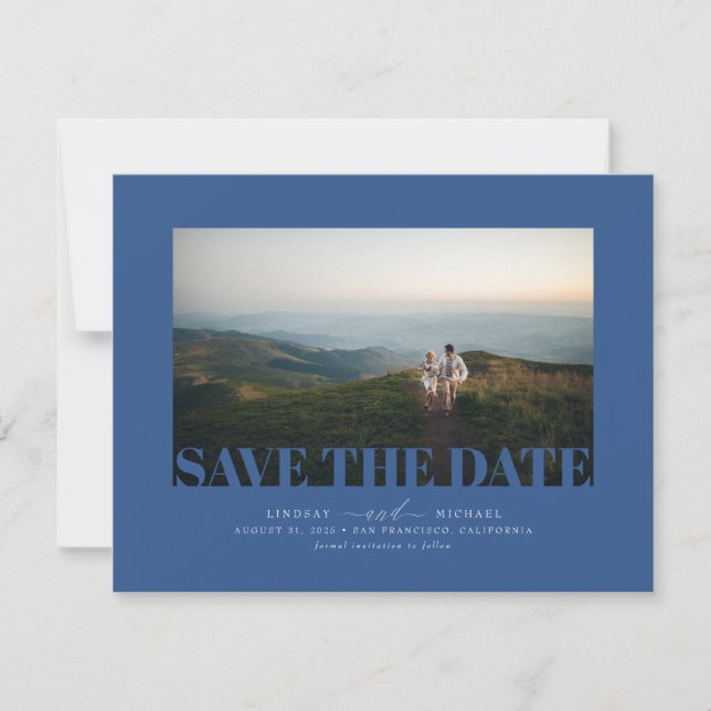 Elegant Modern Navy Blue Save the Date Photo (Front)