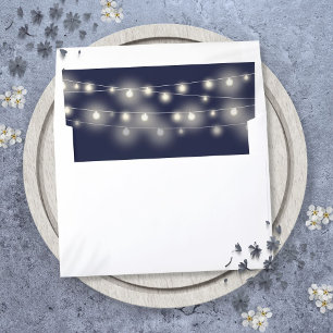 Elegant Modern Navy Blue String Lights Envelope Liner