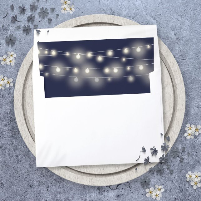 Elegant Modern Navy Blue String Lights Envelope Liner (Elegant Modern Navy Blue String Lights Envelope Liner)