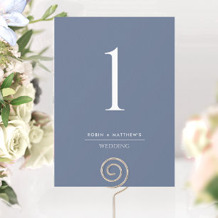 Elegant Modern Navy Blue Wedding Table Number