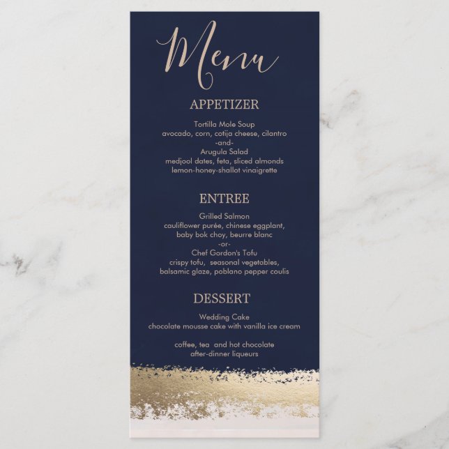 Elegant, Modern, Navy, Gold Foil Wedding Program (Front)