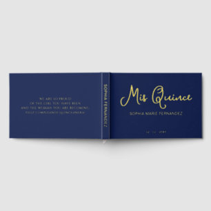 Elegant Modern Navy Gold Quinceañera Foil Guest Book