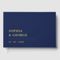 Elegant Modern Navy Wedding Foil Guest Book