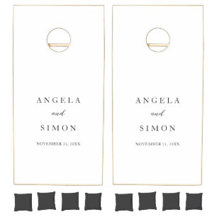 Elegant Modern Neutral Wedding Cornhole Set