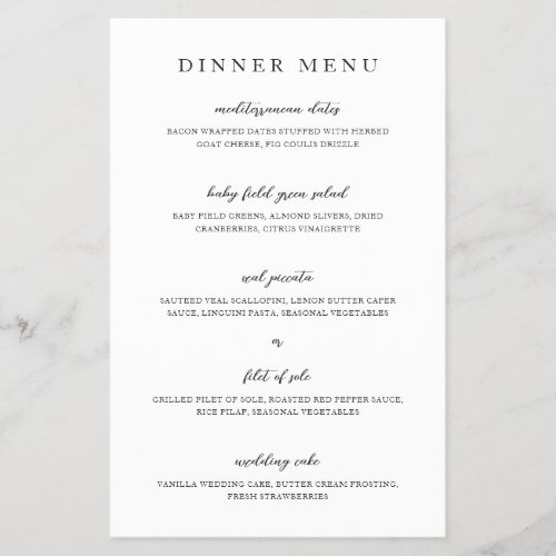 Elegant Modern Neutral Wedding Menu Flyer
