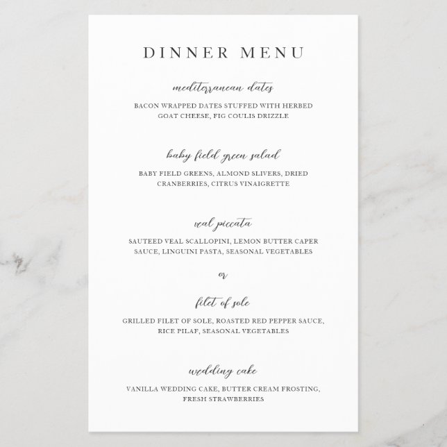 Elegant Modern Neutral Wedding Menu Flyer (Front)
