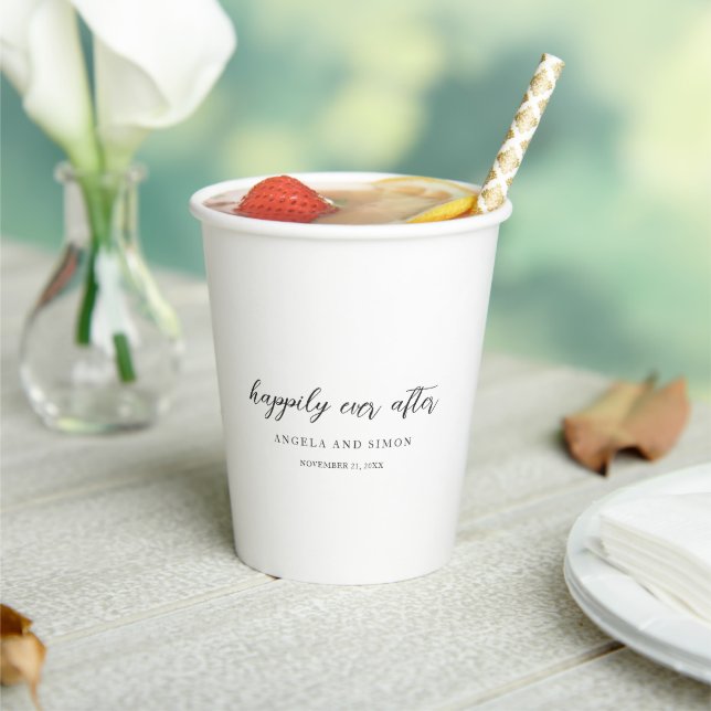 Elegant Modern Neutral Wedding Paper Cups (Insitu)