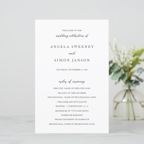 Elegant Modern Neutral Wedding Program