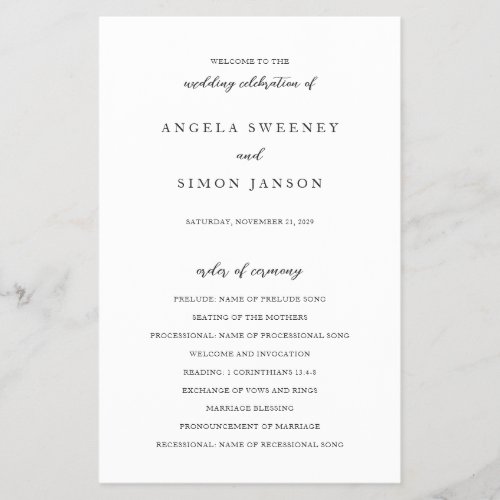 Elegant Modern Neutral Wedding Program Flyer