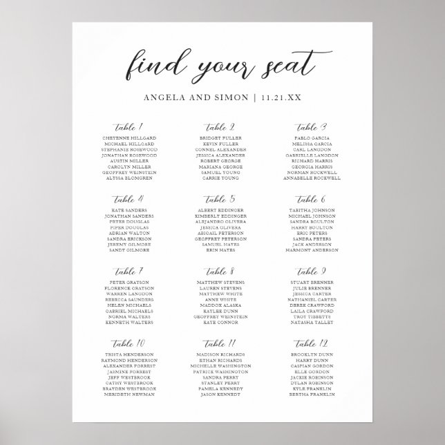 Elegant Modern Neutral Wedding Seating Chart (Front)