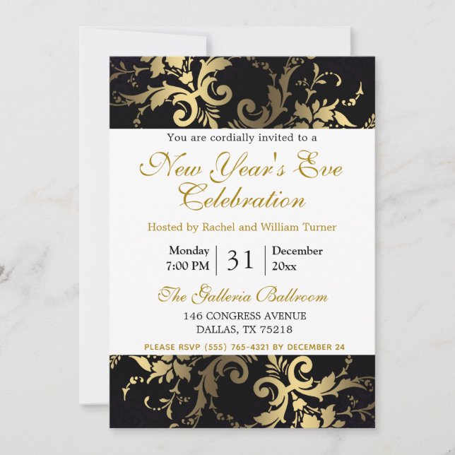 Elegant Modern New Year’s Eve Party Invitation (Front)