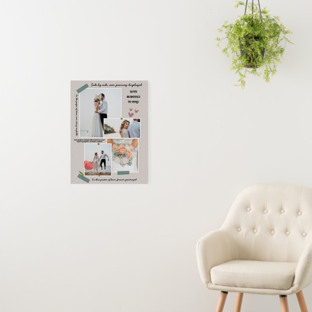 elegant modern newlyweds photo collage wedding foam board (In Situ (Wall))