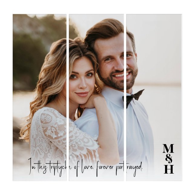 elegant modern newlyweds photo wedding triptych (Front)
