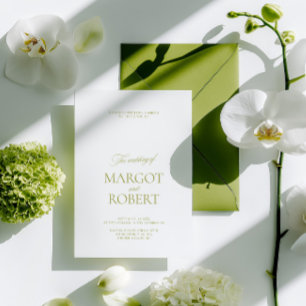 Elegant Modern Olive Green & White Wedding Invitation