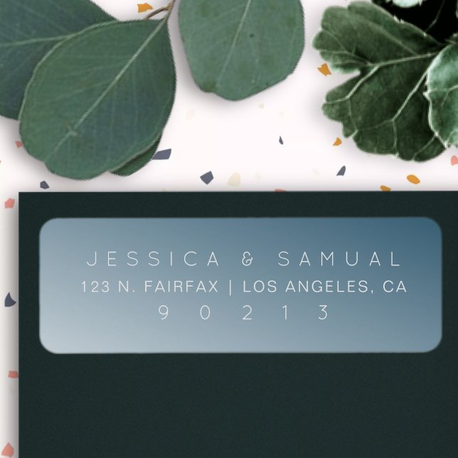 Elegant Modern Ombre Blue Return Address Label (Creator Uploaded)