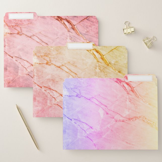 Elegant Modern Ombre Gold Touch Marble Stone  File Folder (Set)