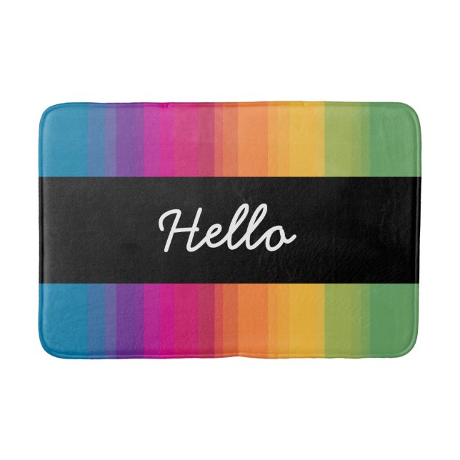 Elegant modern ombre gradient colorful rainbow bath mat (Front)