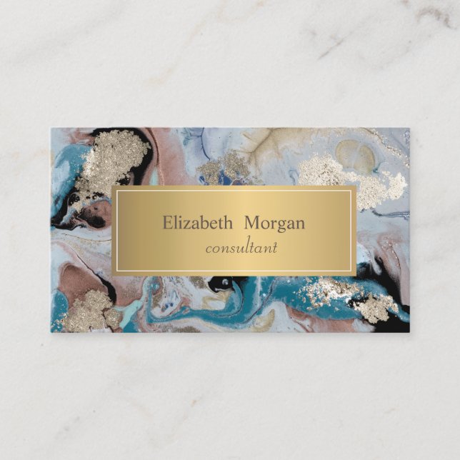 Elegant Modern Ombre Marble Gold Business Card (Front)