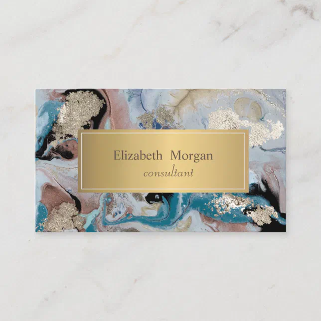 Elegant Modern Ombre Marble Gold Business Card | Zazzle