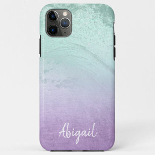 Elegant modern ombre purple & mint glitter marble iPhone 11 pro max case