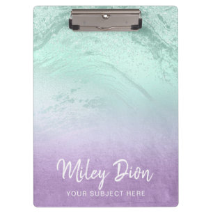 Elegant modern ombre purple & mint glitter marble clipboard