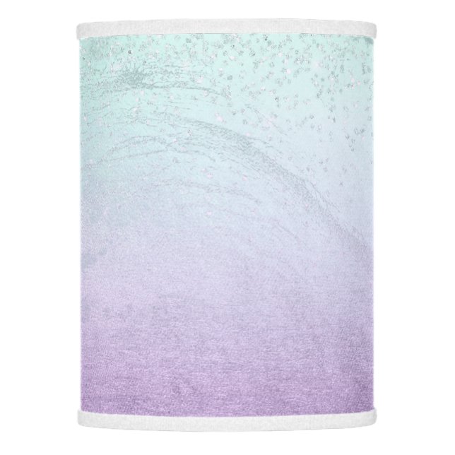 Elegant modern ombre purple & mint glitter marble lamp shade (Front)