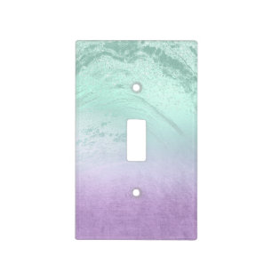 Elegant modern ombre purple & mint glitter marble light switch cover