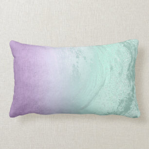 Elegant modern ombre purple & mint glitter marble lumbar pillow