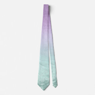Elegant modern ombre purple & mint glitter marble neck tie