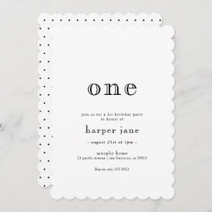 Elegant Modern One 1st Birthday Invitation