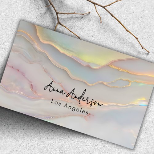 Elegant Modern Opal Stone Pink Gold Makeup  Business Card