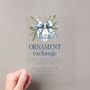 Elegant Modern Ornament Exchange Christmas Party Acrylic Invitations