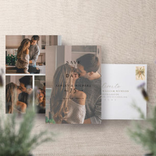 Elegant Modern Overlay 4 Photo Typography Wedding Save The Date