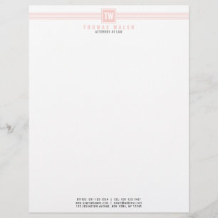 Elegant Modern Pale Pink and Pink lines Letterhead