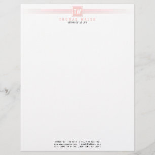 Elegant Modern Pale Pink and Pink lines Letterhead