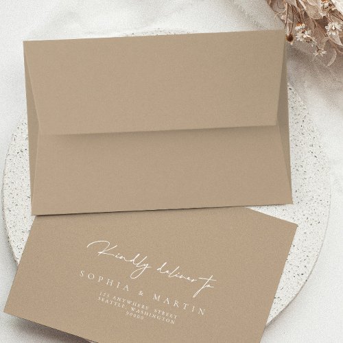 Elegant Modern Pale Taupe RSVP Return Address Envelope