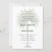 Elegant Modern  Palm Jewish Wedding Chuppah Invitation (Back)