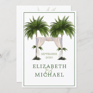 Elegant Modern Palm Jewish Wedding Chuppah Invitation