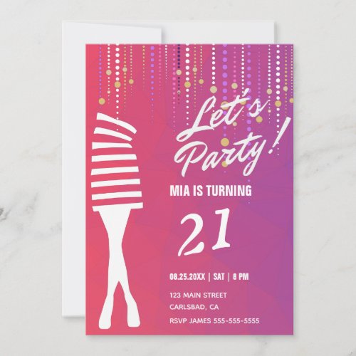Elegant Modern Party Pink trendy 21st birthday Invitation