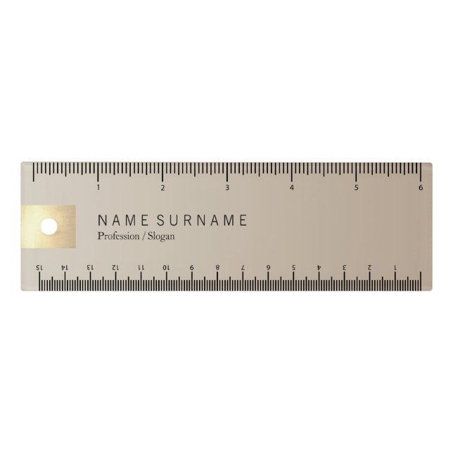 Elegant Modern Pastel Beige Gradient Gold 6" Ruler (Front)