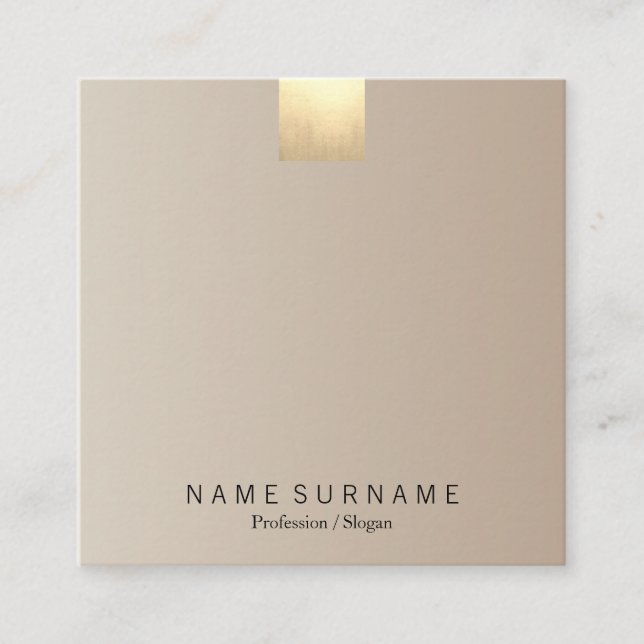 Elegant Modern Pastel Beige Gradient Gold Accent Square Business Card (Front)