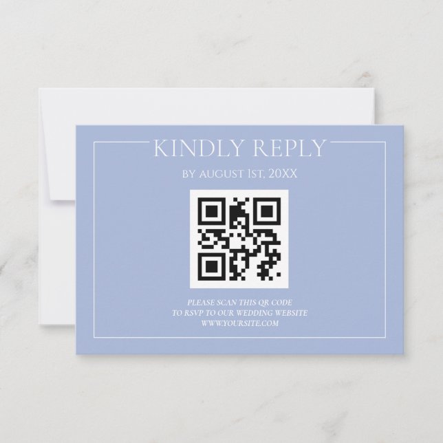  Elegant Modern Pastel Blue Wedding RSVP Card (Front)