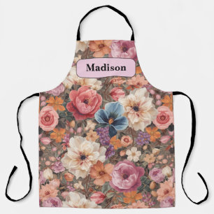 Elegant modern Pastel Flowers Personalized Gift Apron