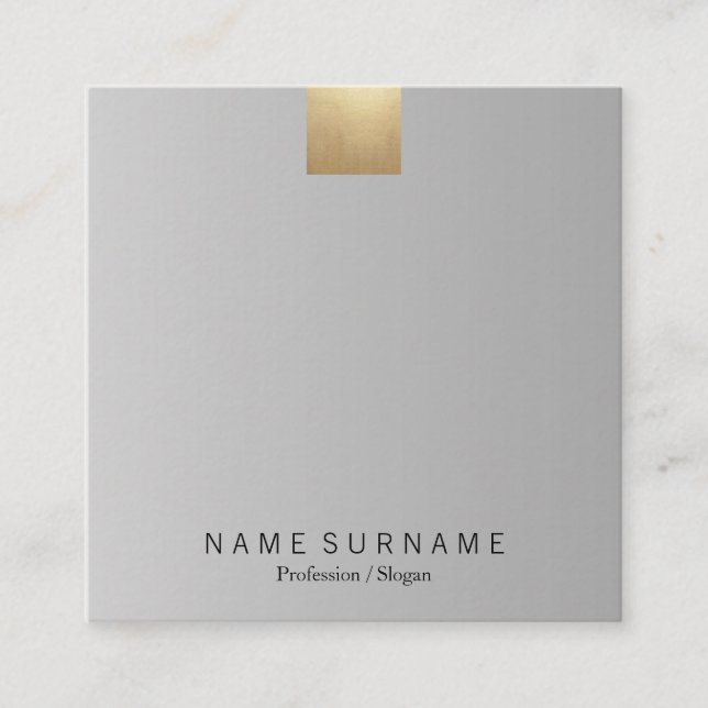 Elegant Modern Pastel Grey Gradient Gold Accent Square Business Card (Front)
